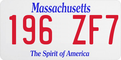 MA license plate 196ZF7