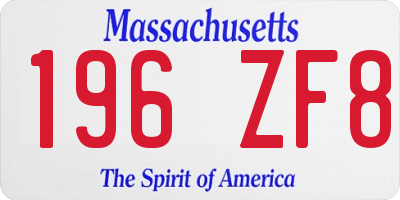 MA license plate 196ZF8