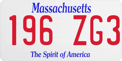 MA license plate 196ZG3