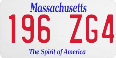 MA license plate 196ZG4