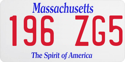 MA license plate 196ZG5