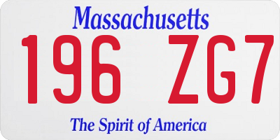 MA license plate 196ZG7