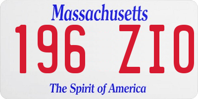 MA license plate 196ZI0