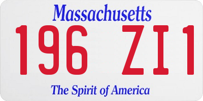 MA license plate 196ZI1