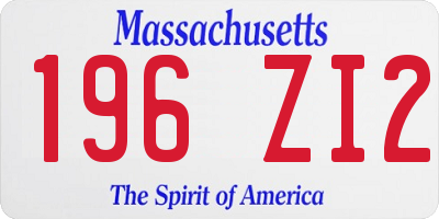 MA license plate 196ZI2