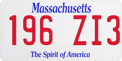 MA license plate 196ZI3