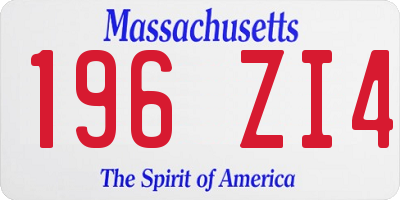 MA license plate 196ZI4