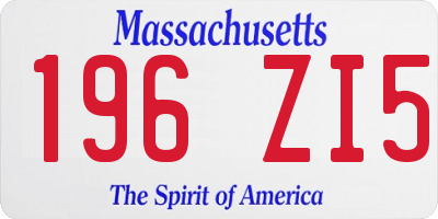 MA license plate 196ZI5