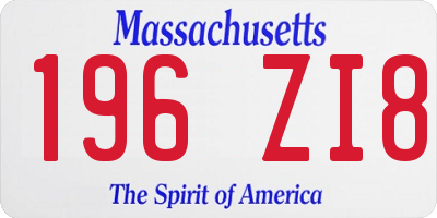 MA license plate 196ZI8