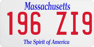 MA license plate 196ZI9