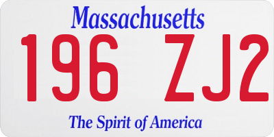 MA license plate 196ZJ2