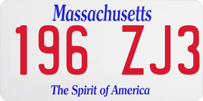 MA license plate 196ZJ3