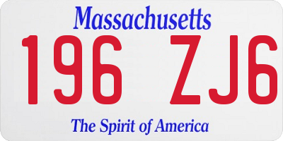 MA license plate 196ZJ6