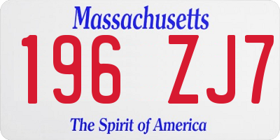 MA license plate 196ZJ7