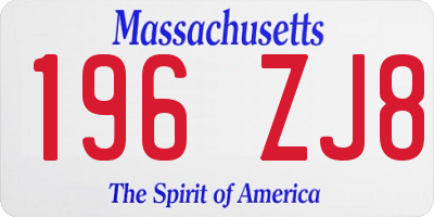 MA license plate 196ZJ8