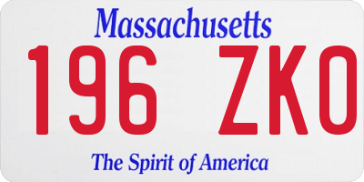 MA license plate 196ZK0