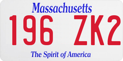 MA license plate 196ZK2