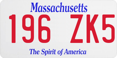 MA license plate 196ZK5