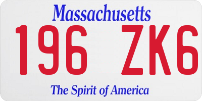 MA license plate 196ZK6