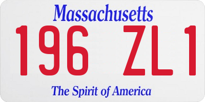 MA license plate 196ZL1