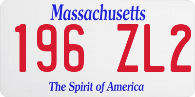 MA license plate 196ZL2