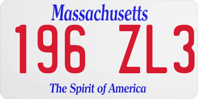 MA license plate 196ZL3