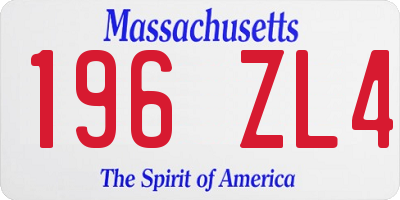 MA license plate 196ZL4