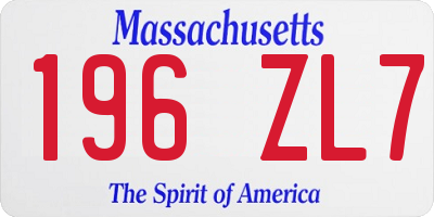 MA license plate 196ZL7