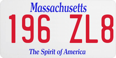 MA license plate 196ZL8