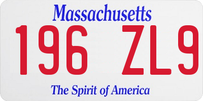 MA license plate 196ZL9