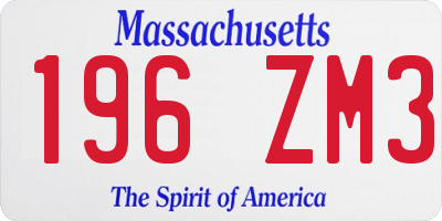 MA license plate 196ZM3
