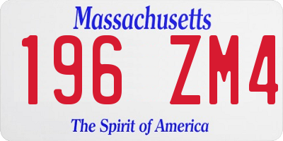 MA license plate 196ZM4