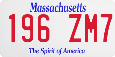 MA license plate 196ZM7