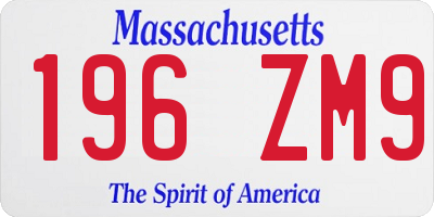 MA license plate 196ZM9