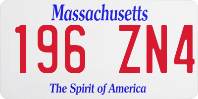 MA license plate 196ZN4