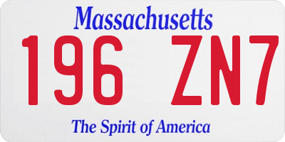 MA license plate 196ZN7