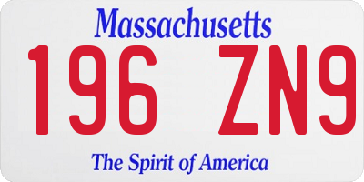 MA license plate 196ZN9