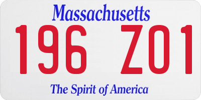 MA license plate 196ZO1