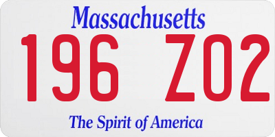 MA license plate 196ZO2