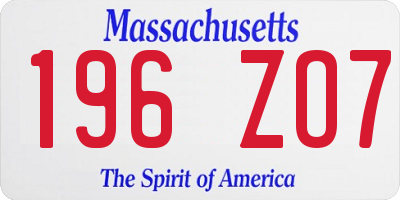 MA license plate 196ZO7