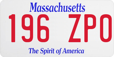 MA license plate 196ZP0