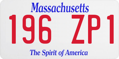 MA license plate 196ZP1