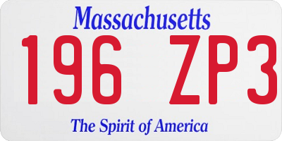 MA license plate 196ZP3