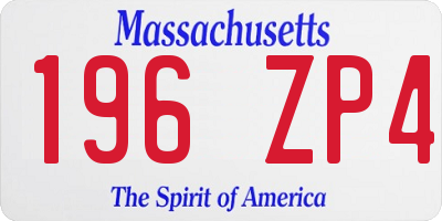 MA license plate 196ZP4