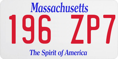 MA license plate 196ZP7