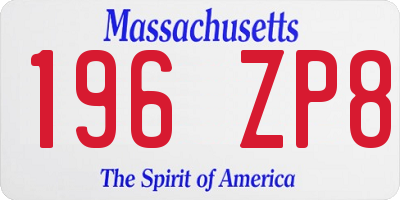 MA license plate 196ZP8