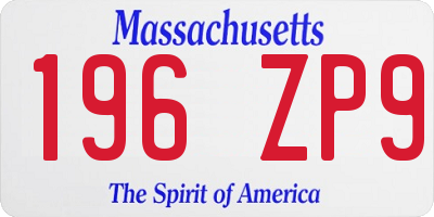 MA license plate 196ZP9