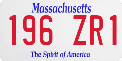 MA license plate 196ZR1
