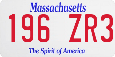 MA license plate 196ZR3