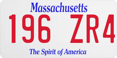 MA license plate 196ZR4